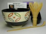 画像: 抹茶セット　すべて日本製　お抹茶セット　衛生的なポリプロピレン茶筅付き　仁清風　黒七宝　茶道具