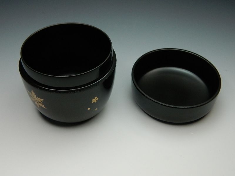 画像3: 中棗 雪月花蒔絵 黒塗 色蒔絵 樹脂製 日本製 茶道具